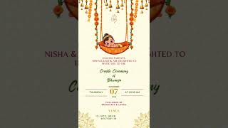 CRADLE CEREMONY INVITATION namingceremony shorts invitation digitalinvitation trending [upl. by Calvinna]