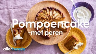 Pompoencake met peren en vanilleroom  Recept  Allerhande [upl. by Lihkin]