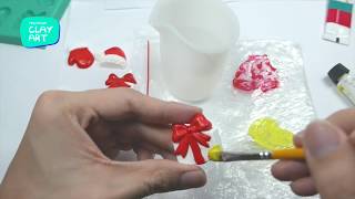 Christmas themed ornament magnets with plaster of paris  Malaysia Clay Art [upl. by Anaejer81]