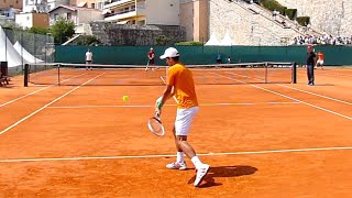 Novak Djokovic Backhand Slow Motion in Court Level View  ATP Tennis Two Handed Backhand Technique [upl. by Goldberg]