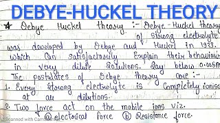 DEBYEHUCKEL THEORY  Basic concept  electrochemistry  msc semester exam notes [upl. by Eural]