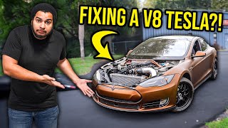 Fixing The Worlds ONLY Supercharged V8 Tesla Model S Is Harder Than You Can Imagine [upl. by Flita]