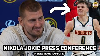 Nikola Jokic on Christian Braun amp Jokes After Comeback WIN vs Raptors [upl. by Eiryt566]