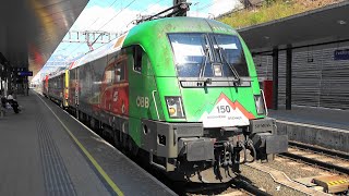 Bahnhof Feldkirch Taurus 150 Jahre BrennerbahnLok mit ÖBB Messwagen [upl. by Cote]