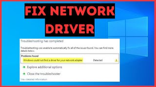 Fix Error Windows Could Not Find A Driver For Your Network Adapter [upl. by Modeste]