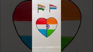 Indian Flag ❤️ Luxembourg Flag  Love Draw shorts drawing indianflag youtubeshorts [upl. by Ahusoj]