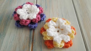 crochet How To Crochet a 3 Tiered Flower  Yarn Scrap Friday [upl. by Ellehcin]