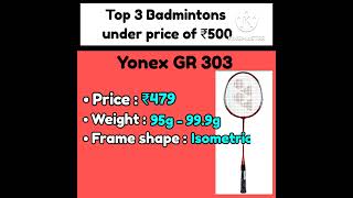 Top 5 best badminton racket under Rs 500 for beginners  shorts badminton yonexbadminton ZR100 [upl. by Stanley]