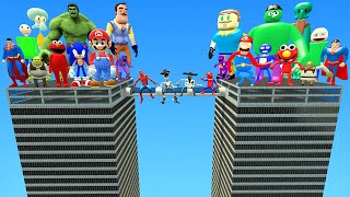 🏢 ALL 3D SANIC CLONES MEMES VS ORIGINAL SPARTAN KICKING  BIG SKYSCRAPER in Garrys Mod [upl. by Raimundo]