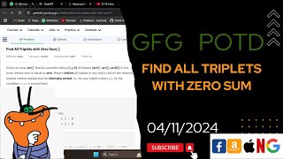 Find All Triplets with Zero Sum gfg potd today  POTD  GFG Problem of the Day  C [upl. by Landon]