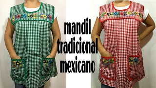 Como hacer un delantal o mandil tradicional mexicanopaso a pasoFÁCILLazy Modas [upl. by Souvaine]