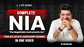 NI Act  Negotiable Instruments Act 1881 In One Shot  Judiciary Exams  With Nitesh Sir Alec [upl. by Novyak]