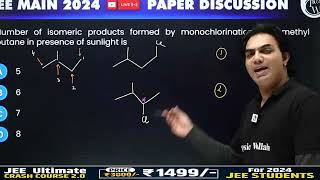 Number of isomeric products formed by monochlorination of 2methyl butane in presence of sunligh [upl. by Salome]