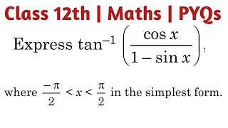 Express tan1cos x1 cos x where π2 l t x l t π2 in the simplest form [upl. by Orteip]