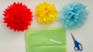 How to Make Tissue Paper Pom Pom Flowers in 4 Easy Steps [upl. by Zurheide298]