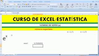 Número de Neper e ou Neperiano de Euler no Excel Representação na Planilha eletrônica da Microsoft [upl. by Ernestus775]