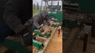 Milling a small poplar log on my woodlandmills HM126 Sawmill [upl. by Ennayd]