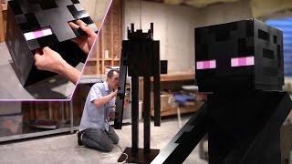 Real Life Full Size Enderman  Woodworking Howto Minecraft [upl. by Albertson]