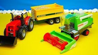 Tractor Combine Harvester On The Farm Playmobil Unboxing Toy Cars For Children [upl. by Yurik]