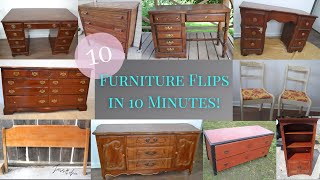 10 Furniture Flips in 10 Minutes  Furniture Flipping Makeovers Before and Afters JessampObie [upl. by Alice]