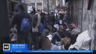 Asylum seekers cleared from sidewalk outside Roosevelt Hotel [upl. by Gemoets]