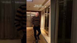 How to mix Australian striped Tshirt with black pants and leather shoes fashion color leather [upl. by Akin342]