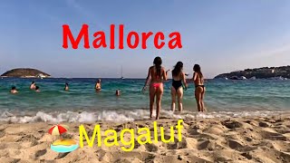 Beach Walk 🏖️Magaluf Mallorca 🇪🇸📷4K UHD [upl. by Akimaj]