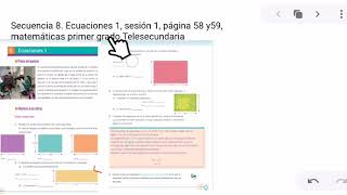 Secuencia 8 Ecuaciones 1 sesión 1 página 58 y59 matemáticas primer grado Telesecundaria [upl. by Cymbre826]