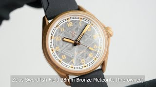 Zelos Swordfish Field 38mm Bronze Meteorite Preowned [upl. by Ahsahtan]