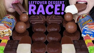 ASMR LEFTOVER DESSERT RACE OREO SNOWBALL CHOCOLATE MOCHI ICE CREAM RAINBOW JELLY STICKS PIES 먹방 [upl. by Ainat]