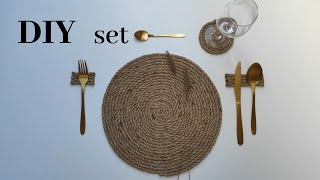 DIY Jute Tischset Seil Deko Tischdeko selber machen Jute Deko [upl. by Adnelg665]