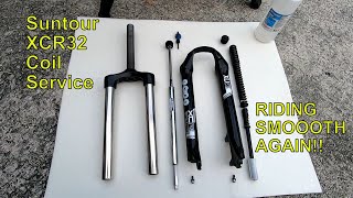 Servicing the SR Suntour XCR 32 Coil Suspension Fork [upl. by Otsuj]