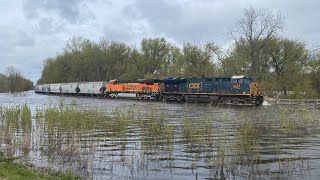 CPKC 374 Rolling Through The Floodwaters steelhighway [upl. by Hanleigh]