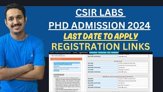 CSIR LABS PHD ADMISSION 2024  HOW TO APPLY FOR PHD  LAST DATE TO APPLY  ACSIR PHD ADMISSION 2024 [upl. by Alleusnoc]