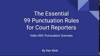 005 99 Punctuation Rules Punctuation Overview [upl. by Iadahs]