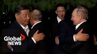 Xi hugs Putin as RussiaChina talks sealed with rare show of affection [upl. by Llerreg351]