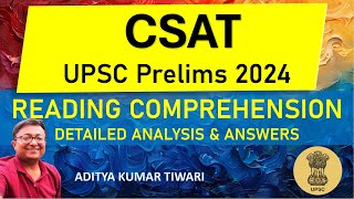 UPSC CSAT 2024 Reading Comprehension Solution  UPSC Prelims 2024 Questions Analysis with Answer Key [upl. by Yurt596]