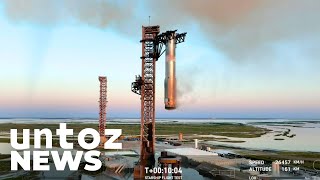 SpaceX lands Starship rocket in first test of giant robotic arms  Untoz News [upl. by Gnod]