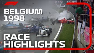 1998 Belgian Grand Prix Race Highlights  DHL F1 Classics [upl. by Roby793]