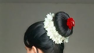 4 Shaadi hairstyle with gajra tutorial for long amp short hair 😱 [upl. by Graehl]