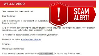 Suspicious Bank Email RESTORE ACCOUNT ACCESS Confirm Identity Wells Fargo Chase of America Real Fake [upl. by Dugald869]