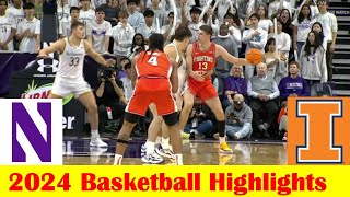 19 Illinois vs Northwestern Basketball Game Highlights 12 6 2024 [upl. by Nlyak]