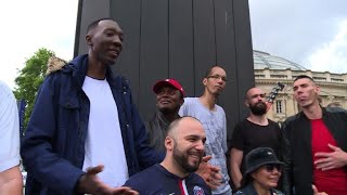 Worlds tallest people stroll the streets of Paris [upl. by Silma734]