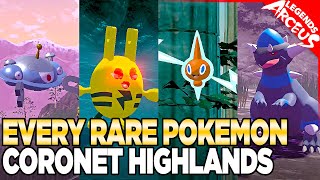 Every Rare Pokemon in Coronet Highlands  Pokemon Legends Arceus [upl. by Eelir]