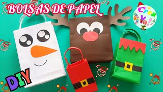 Diy bolsas de papel ❤ bolsas navideñas caseras 🎄 Manualidades de Navidad 🎄 [upl. by Euqirat]