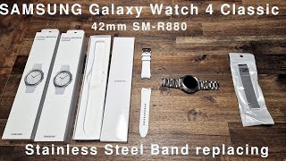 SAMSUNG Galaxy Watch 4 Classic 42mm SMR880 Band replacing with Stainless Steel Metal Milanese Loop [upl. by Rehotsirhc643]