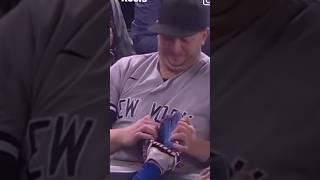 Fan interference at Yankees World Series game 4 against the LA Dogers WILD worldseries2024 [upl. by Alletsirhc]