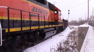 BNSF GP282 pulling a train through StJames junction Winnipeg [upl. by Eninnej]