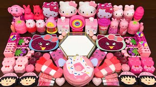 PINK HELLO KITTY mix random into glossy Slime  Satisfying Slime Video 321 [upl. by Amati543]