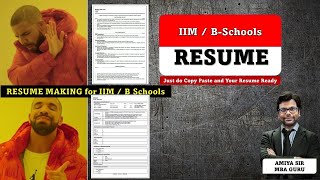 Resume for MBA IMI IIM Amritsar Admissions Process  Format of Resume  Amiya Sir [upl. by Esined]